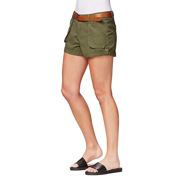 Cotton Belted Shorts Khaki Target Australia