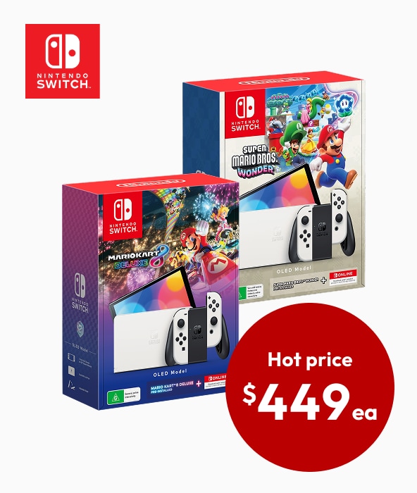 Nintendo Switch OLED Model (White) + Mario Kart 8 Deluxe or Super Mario Bros. Wonder Bundle Nintendo Switch OLED Model (White) + Mario Kart 8 Deluxe or Super Mario Bros. Wonder Bundle
