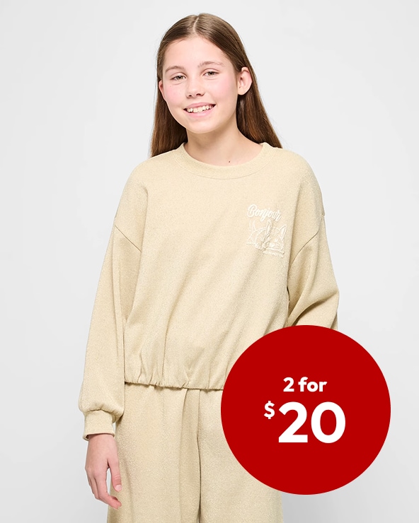 on Girls 7-16 glitter fleece jumper or trackpants on Girls 7-16 glitter fleece jumper or trackpants
