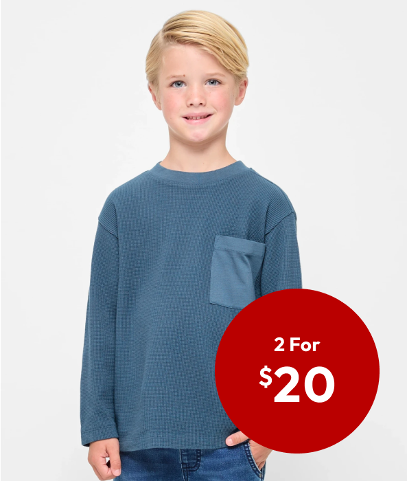 Boys 1-8 long sleeve waffle tops Boys 1-8 long sleeve waffle tops